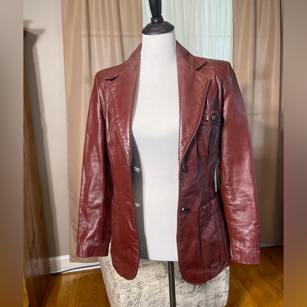 Vintage Etienne Aigner Oxblood | Burgundy Leather Blazer Size 10 EUC